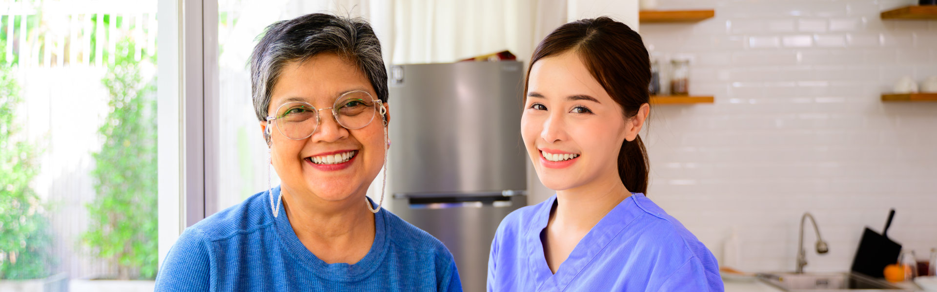 nurse and elder smiling